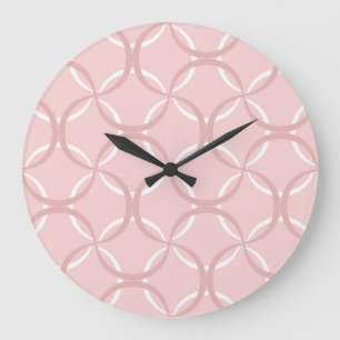 Pink Waves: Seamless Chic Pattern Large Clock