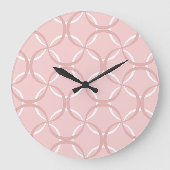 Pink Waves: Seamless Chic Pattern Large Clock (Front)