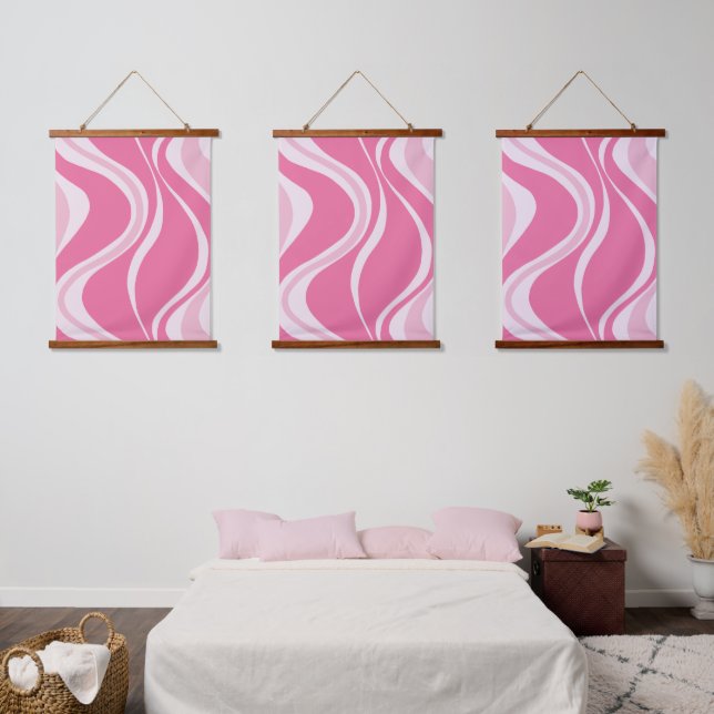 Pink Waves Triple Wall Tapestry Set (Bedroom)
