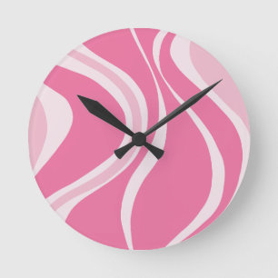 Pink Waves Wall Clock
