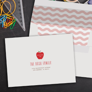 Pink Wavy Apple Self-Addressed Graduation  Envelope