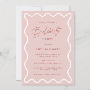 Pink Wavy Border Bachelorette Party Invitation