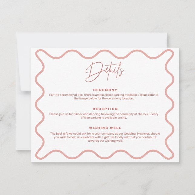 Pink Wavy Border Details Enclosure Card (Front)