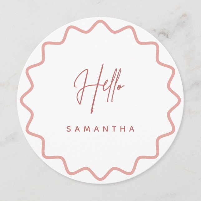 Pink Wavy Border Menu Card with Name (Front)