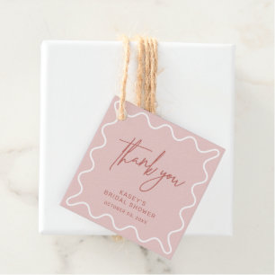 Pink Wavy Border Thank You Favour Tags