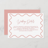 Pink Wavy Border Wedding Details Enclosure Card