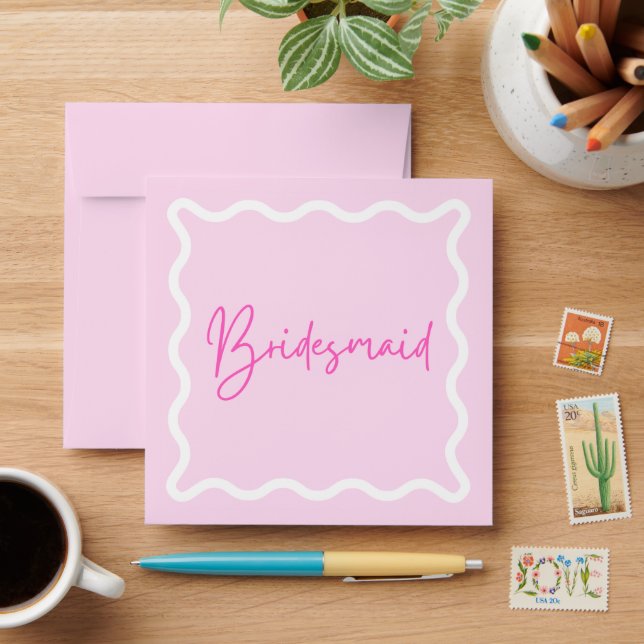 Pink Wavy Bridesmaid Proposal  Envelope (Desk)