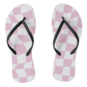Pink wavy checks jandals