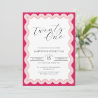 Pink Wavy Curvy Squiggly Ladies 21st Birthday