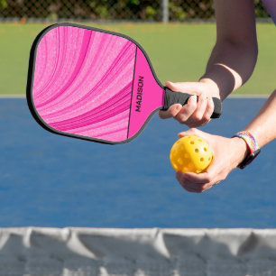 Pink Wavy Glitter Pickleball Paddle