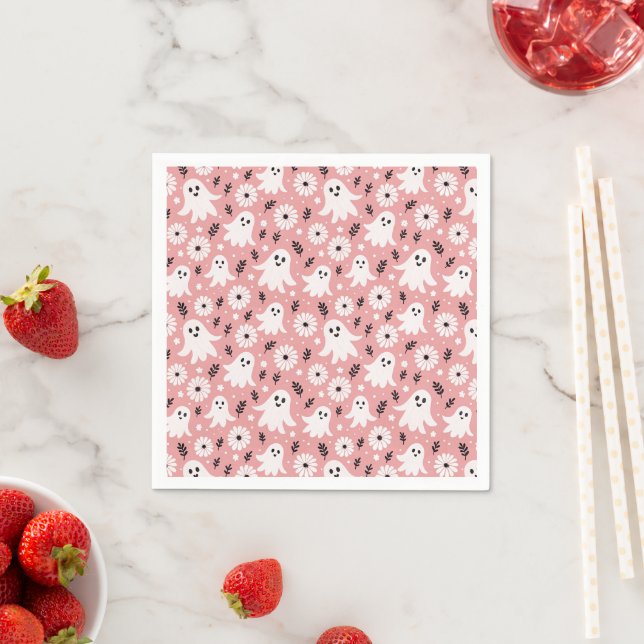 Pink Wavy Halloween Napkin (Insitu)