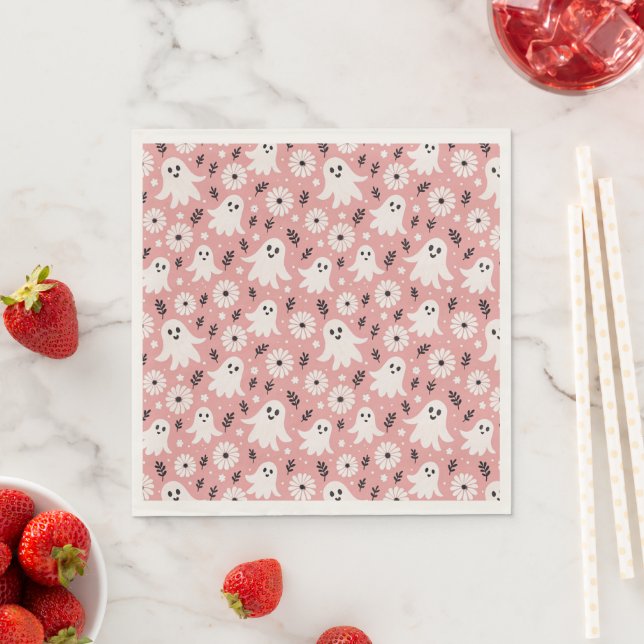 Pink Wavy Halloween Napkin (Insitu)