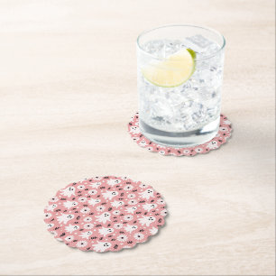 Pink Wavy Halloween Paper Coaster