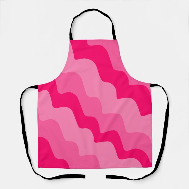 Pink wavy ocean waves gradient  apron (Front)