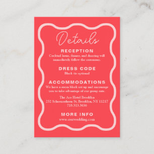 Pink Wavy Retro Wedding Enclosure Card