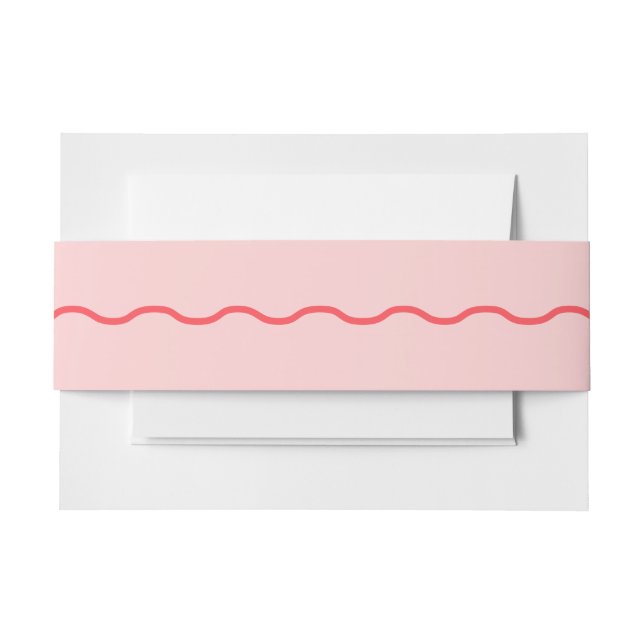Pink Wavy Retro Wedding Invitation Belly Band (Front Example)