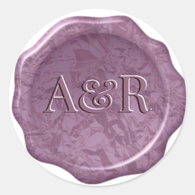 Pink Wax seal Sticker monogram, (Front)