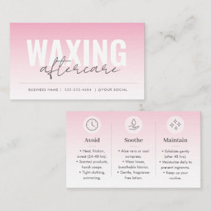 Pink Waxing Aftercare Card for Aesthetician Salon