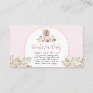 Pink We Can Bearly Wait Baby Shower Books for Baby Enclosure Card