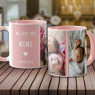 Pink We Love You Mimi 2 Photo Collage Grandma Mug