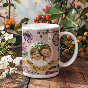 Pink We Love You Queen Bee and Flowers Photo Coffee Mug