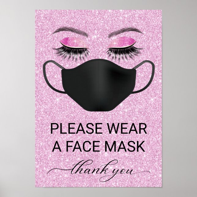 Pink Wear Face Mask Beauty Salon Covid-19 Poster (Front)