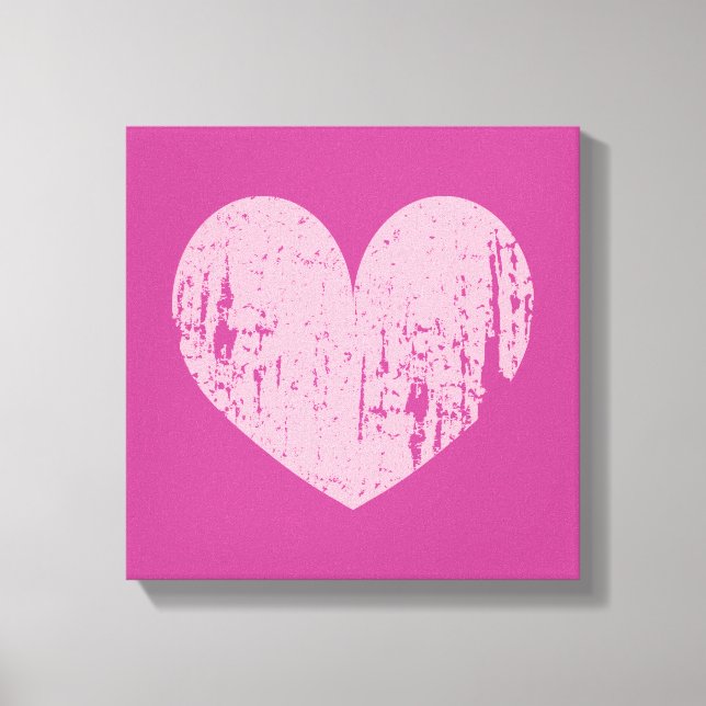 Pink weathered heart symbol art canvas print (Front)