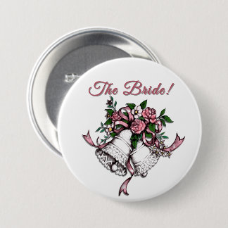 Pink Wedding Bells The Bride 7.5 Cm Round Badge