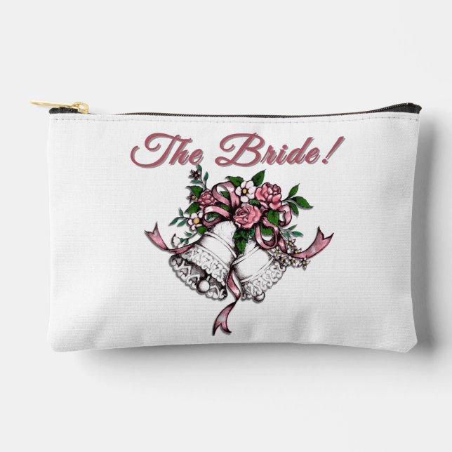 Pink Wedding Bells The Bride Accessory Pouch (Front)