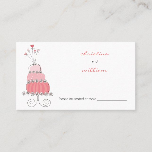 Pink Wedding Cake Chic Guest Escort Place Card (Front)