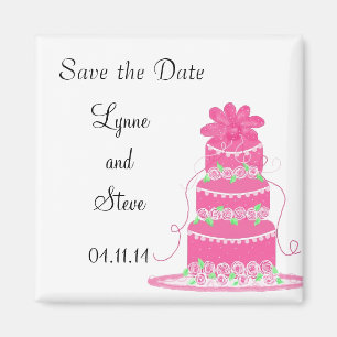 Pink Wedding Cake Save the Date Magnet