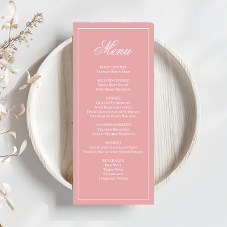Pink Wedding Calligraphy Script Dinner Menu