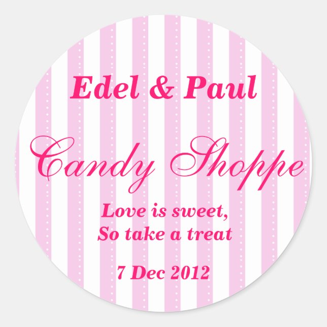 Pink Wedding Candy Shoppe Sticker (Front)