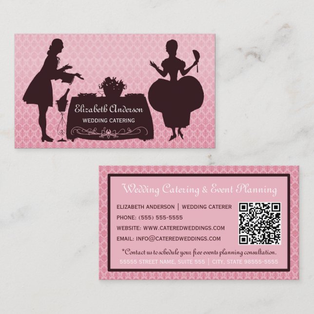 Pink Wedding Catering Business Card (Front/Back)