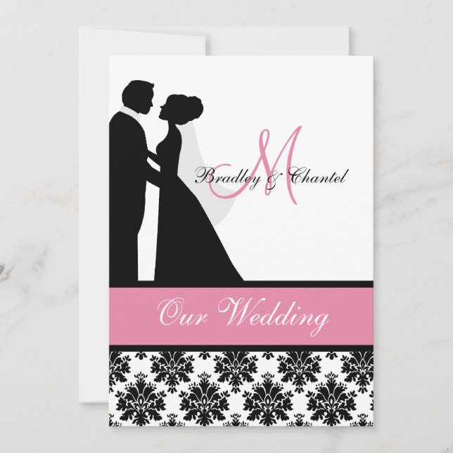Pink Wedding Couple Wedding Invitation (Front)