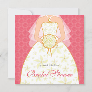 Pink Wedding Dress Custom Bridal Shower Invitation