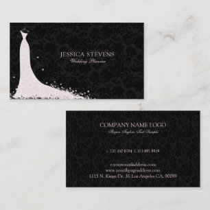 Pink Wedding Dress On Black Business Card