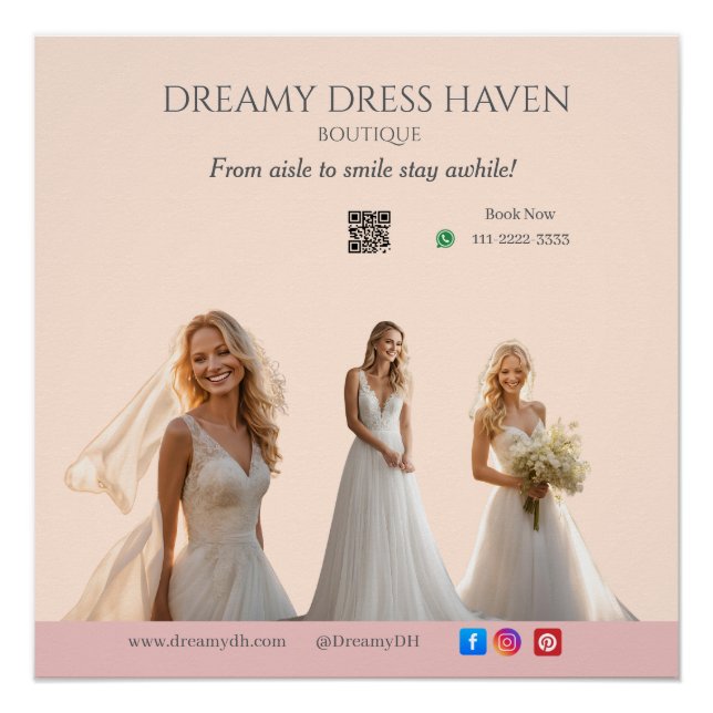 Pink Wedding Elegant Brides Love Romance Bride-to- Poster (Front)