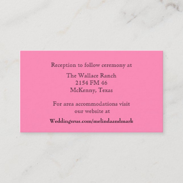 Pink Wedding Enclosure Card (Front)