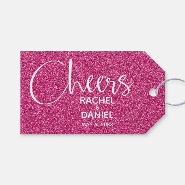 Pink Wedding Favour Gift Tags (Front (Horizontal))