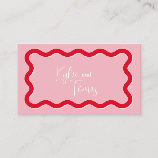Pink Wedding Flat Place Card (Front)
