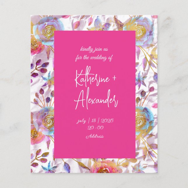 Pink wedding floral Lily Invitation classics (Front)