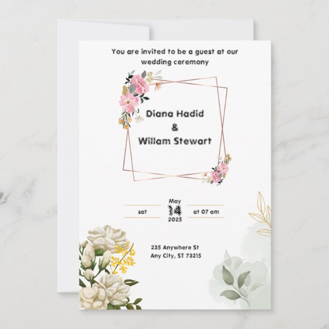 Pink Wedding Invitation (Front)