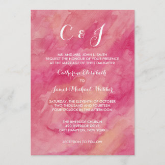 Pink Wedding Invitation Bride's Parents Hosting