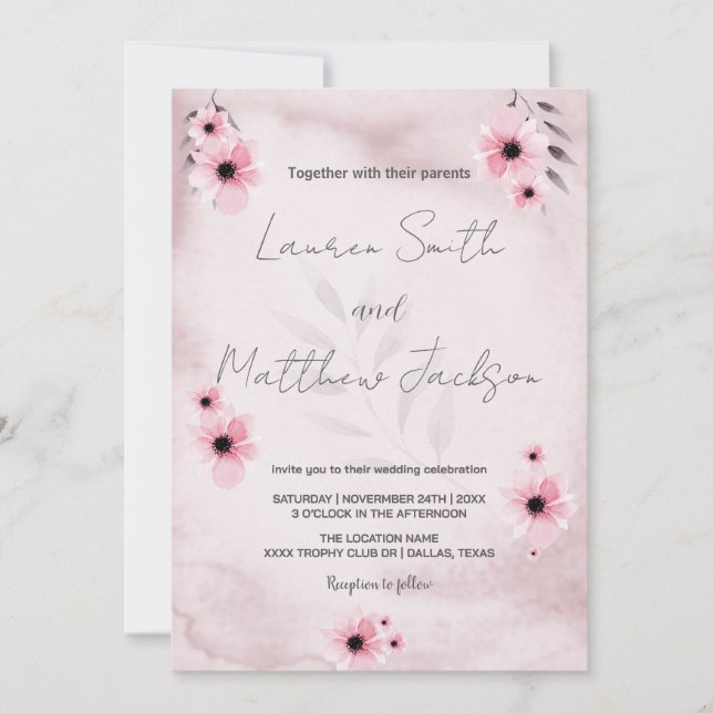 Pink Wedding Invitations (Front)
