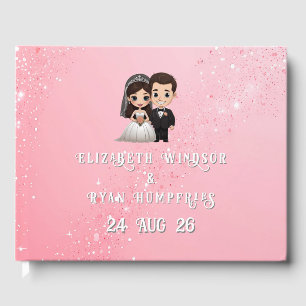 Pink Wedding Invitations with Diamond Sparkles Guest Book