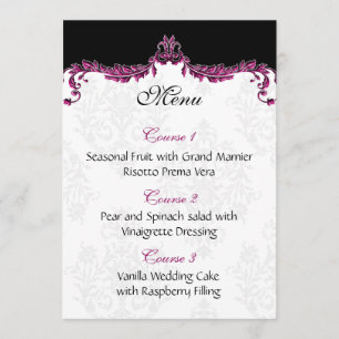 pink wedding menu