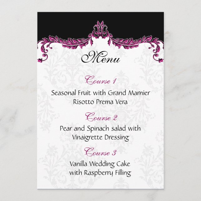 pink wedding menu (Front)