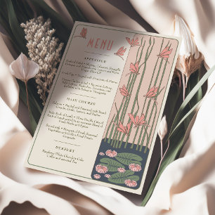 Pink Wedding Menu Victorian Dreams Dragonflies Invitation