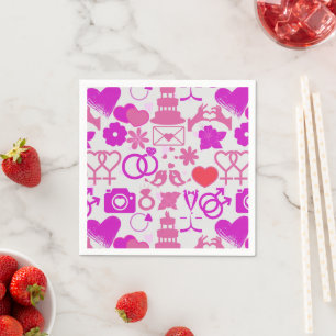 Pink Wedding ornaments pattern 03 Napkin